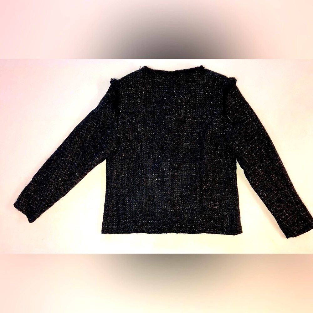 New Attitude Unknown Black Textured Fringed Jacket with Pockets (L) - Picture 10 of 16